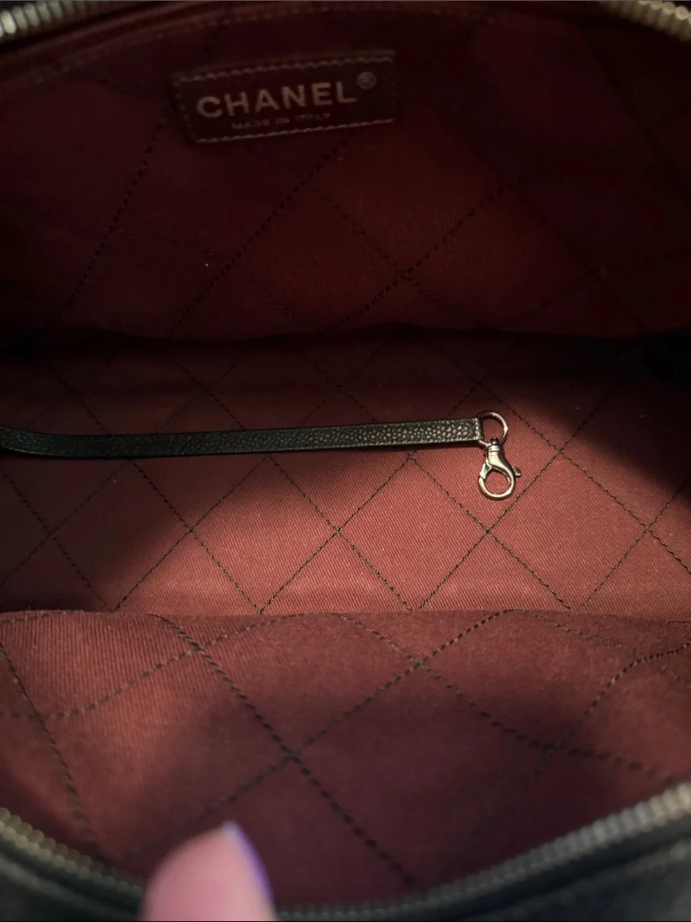 CHANEL Black Quilted Leather Shoulder Satchel with Chain Strap